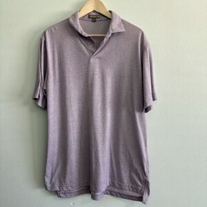 Peter Millar Summer Comfort Polo Shirt Mens Large Purple Heathered Golf